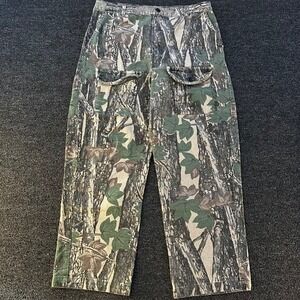 Ocoee Trebark Camo Pants Mens 36 Green Brown Good Vintage Cotton Utility FLAW
